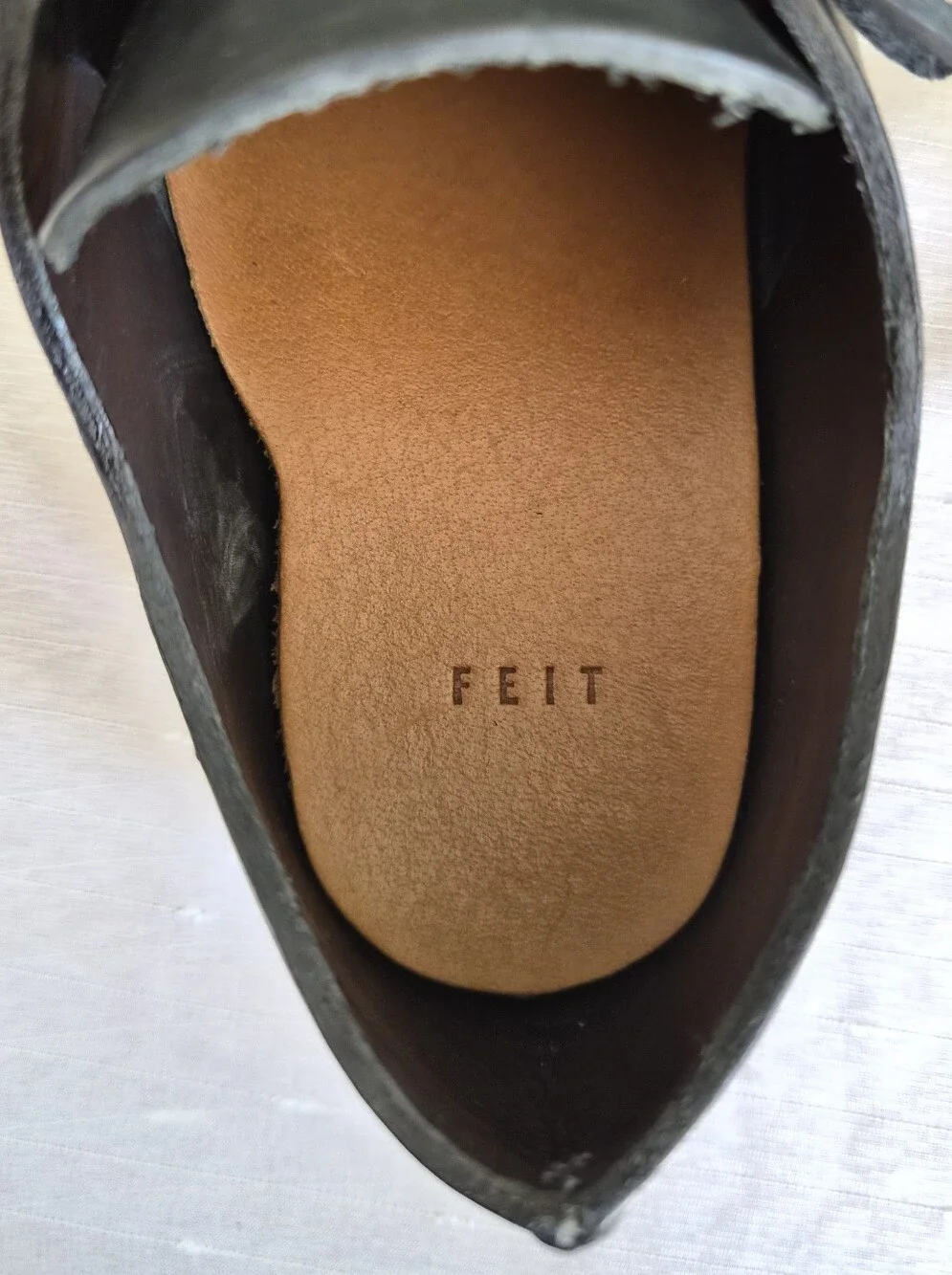 FEIT hand Sewn Low Men's Black Leather Lace-Up Casual Sneakers